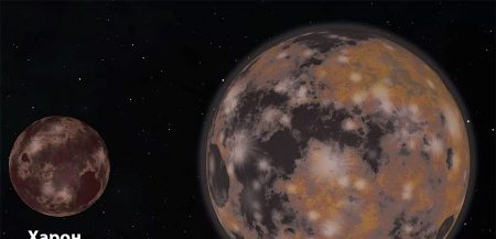 Планетная пара Плутон-Харон в натуральном масштабе